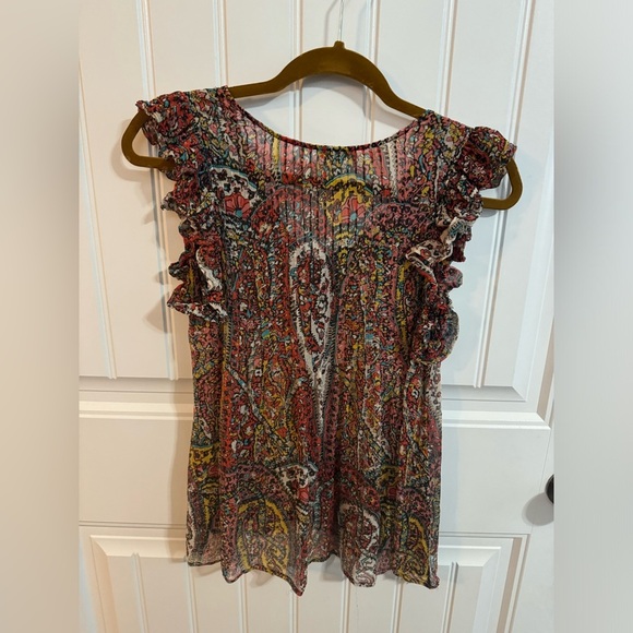 Joie Multicolor Paisley Odette Silk Ruffle Top - Picture 4 of 5